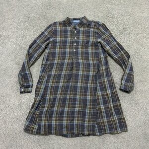 CP Shades Long Cotton Tunic Blouse Dark Plaid size Small